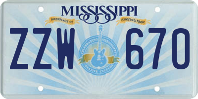 MS license plate ZZW670