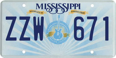 MS license plate ZZW671