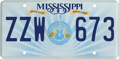 MS license plate ZZW673