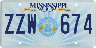 MS license plate ZZW674