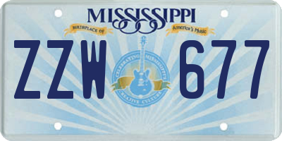 MS license plate ZZW677