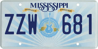 MS license plate ZZW681