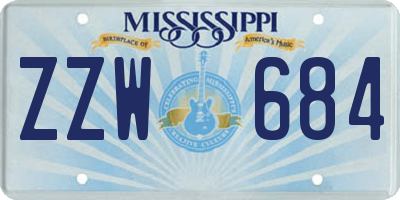 MS license plate ZZW684