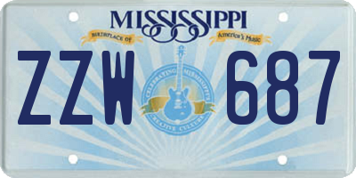MS license plate ZZW687