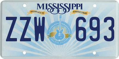 MS license plate ZZW693