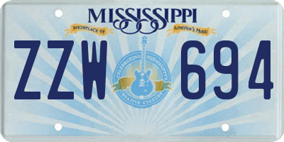 MS license plate ZZW694