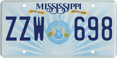 MS license plate ZZW698