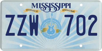MS license plate ZZW702