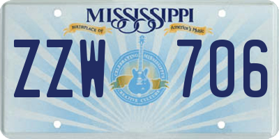 MS license plate ZZW706