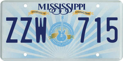 MS license plate ZZW715