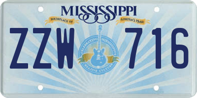 MS license plate ZZW716