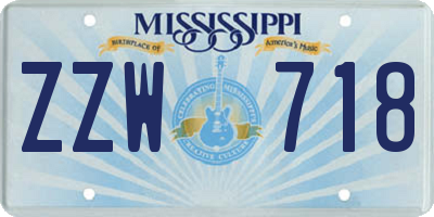 MS license plate ZZW718
