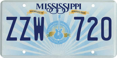 MS license plate ZZW720