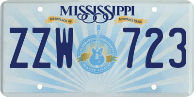 MS license plate ZZW723