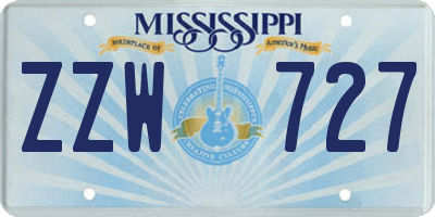 MS license plate ZZW727