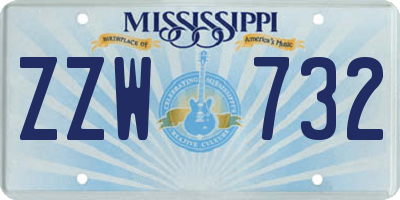 MS license plate ZZW732