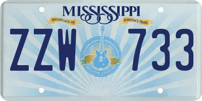 MS license plate ZZW733