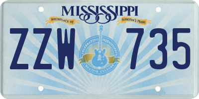 MS license plate ZZW735