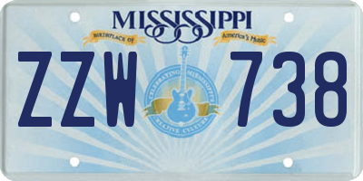 MS license plate ZZW738