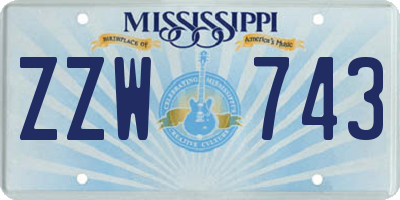 MS license plate ZZW743