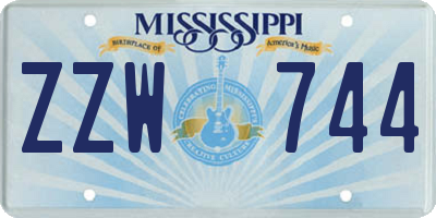 MS license plate ZZW744