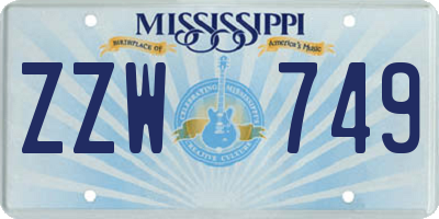 MS license plate ZZW749