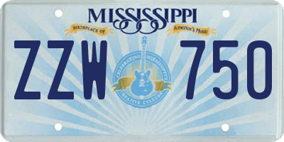 MS license plate ZZW750