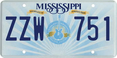 MS license plate ZZW751