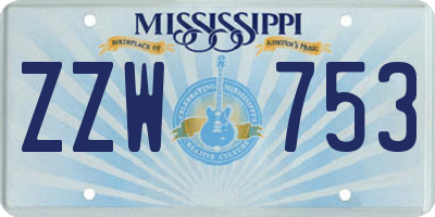 MS license plate ZZW753