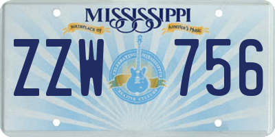 MS license plate ZZW756