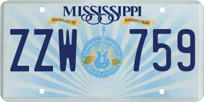 MS license plate ZZW759