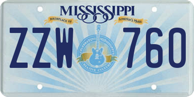 MS license plate ZZW760