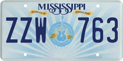 MS license plate ZZW763