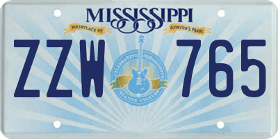 MS license plate ZZW765