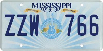 MS license plate ZZW766