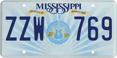 MS license plate ZZW769