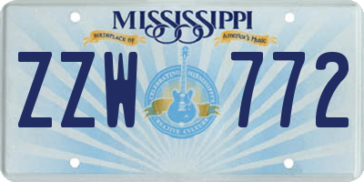MS license plate ZZW772