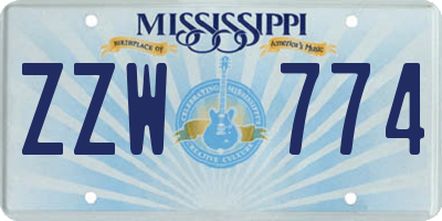 MS license plate ZZW774