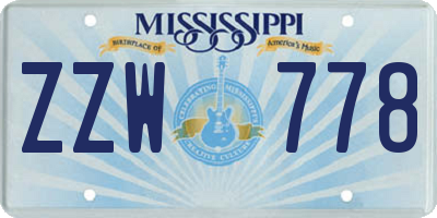 MS license plate ZZW778