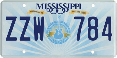 MS license plate ZZW784