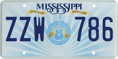 MS license plate ZZW786