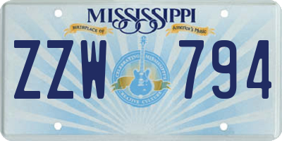 MS license plate ZZW794