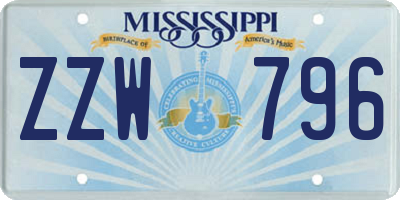 MS license plate ZZW796