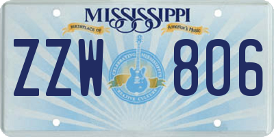 MS license plate ZZW806