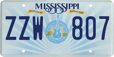 MS license plate ZZW807