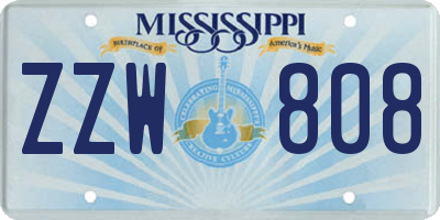 MS license plate ZZW808