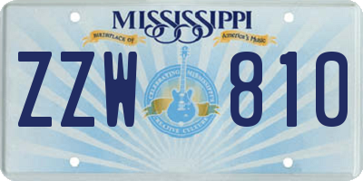 MS license plate ZZW810