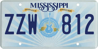 MS license plate ZZW812