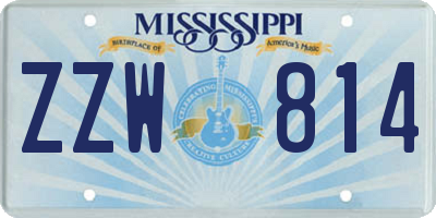 MS license plate ZZW814