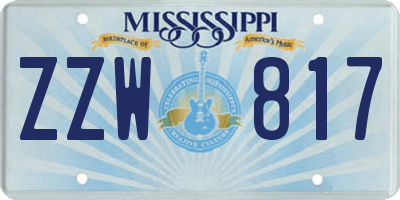 MS license plate ZZW817